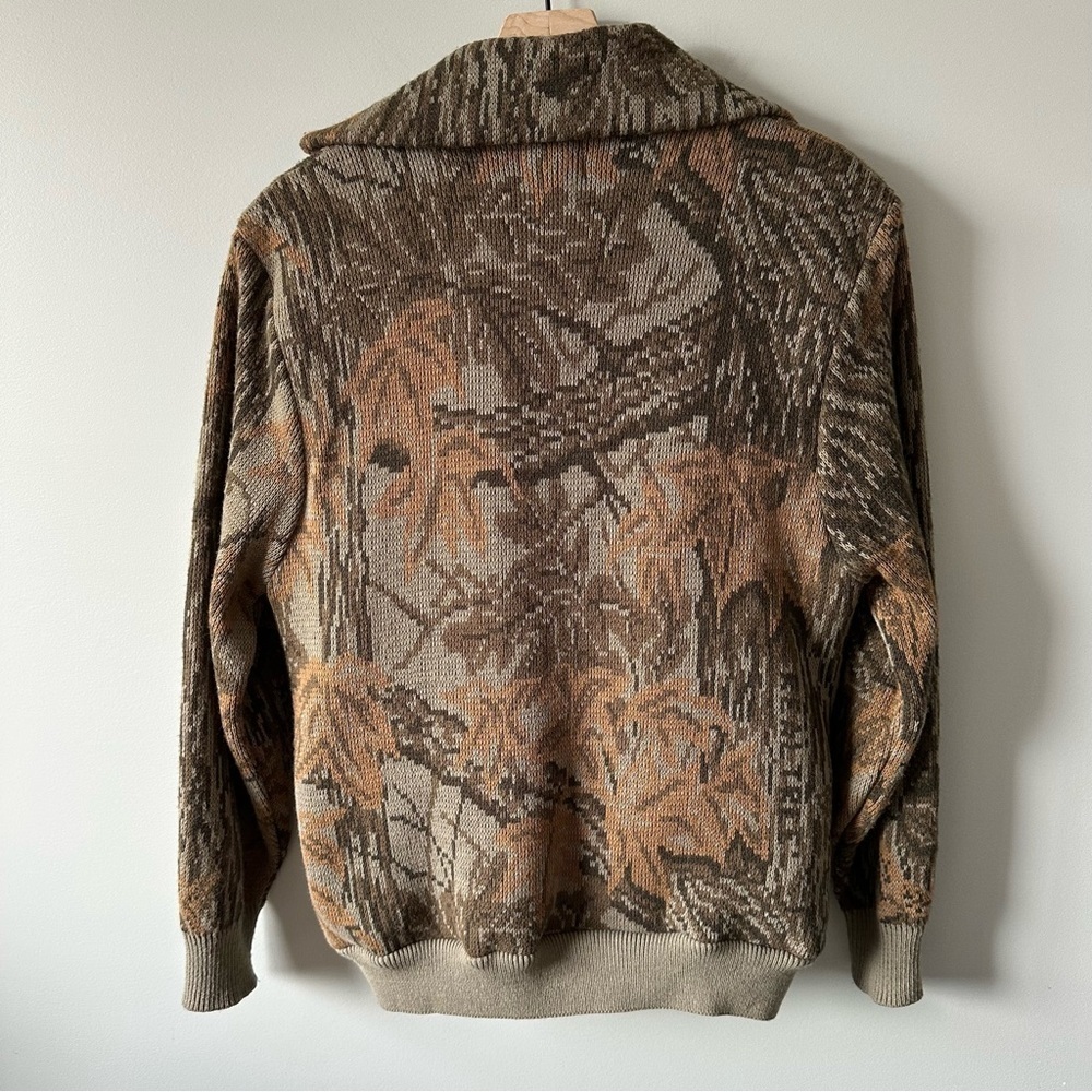 Whitewater Vintage Real Tree Camouflage Wool Sherpa Zip Up Sweater Sz L Hunting - Picture 9 of 15